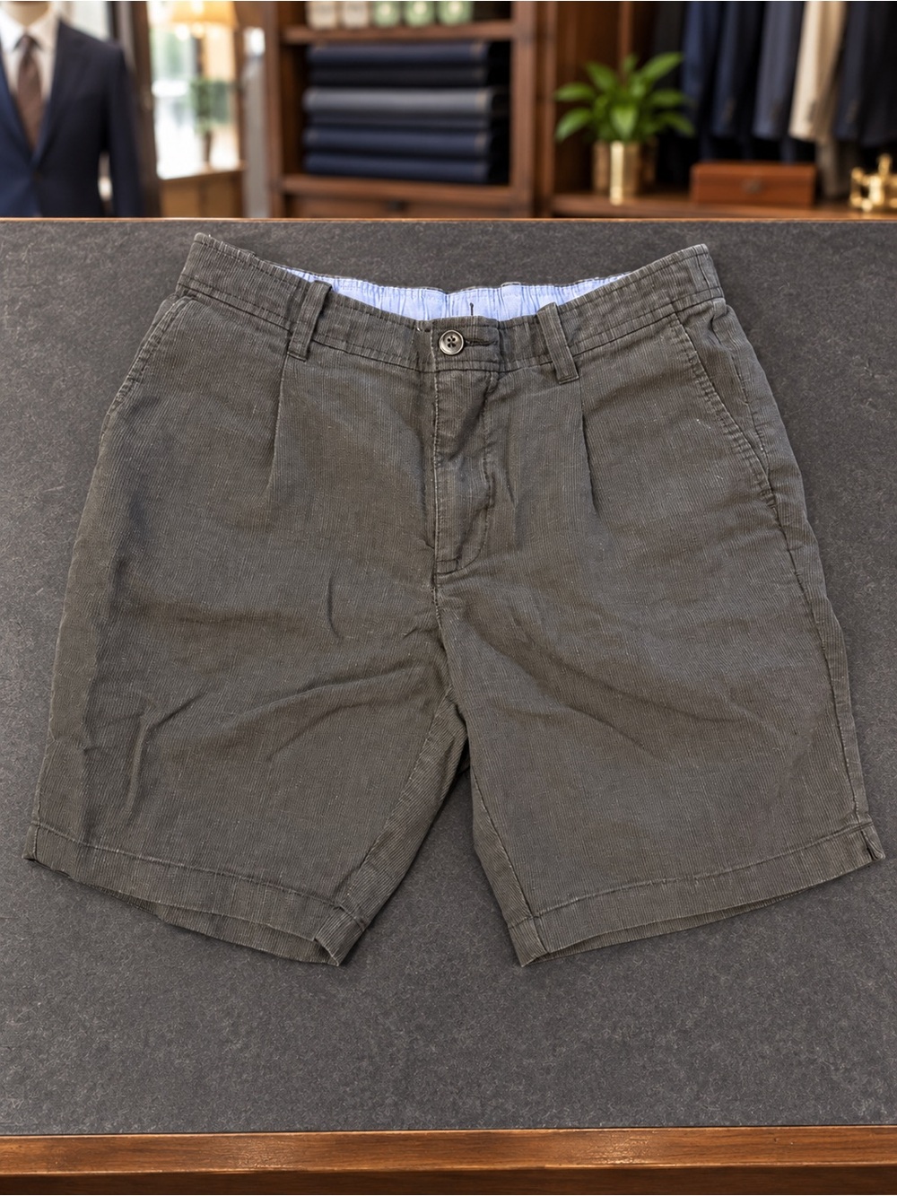 Tommy Bahama Men's Charcoal Flat-Front Cotton Shorts